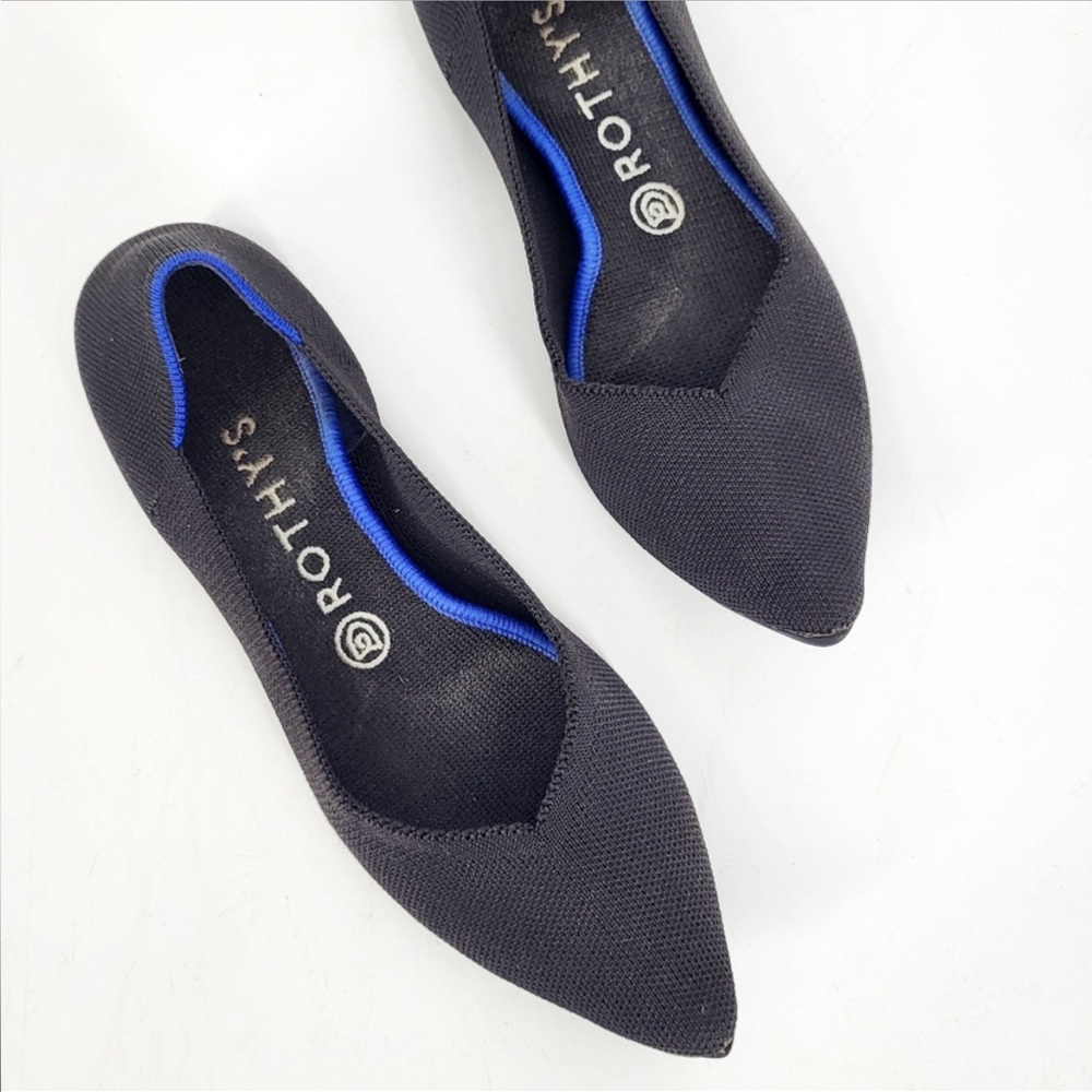 Rothys Pointed Toe Flats Slip On Black Size 8
